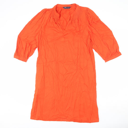 Marks and Spencer Womens Orange Viscose Sheath Size 10 V-Neck Pullover