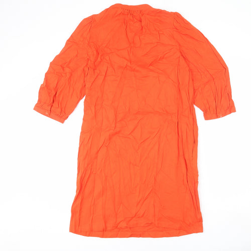 Marks and Spencer Womens Orange Viscose Sheath Size 10 V-Neck Pullover