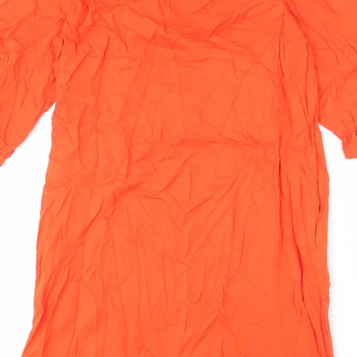 Marks and Spencer Womens Orange Viscose Sheath Size 10 V-Neck Pullover