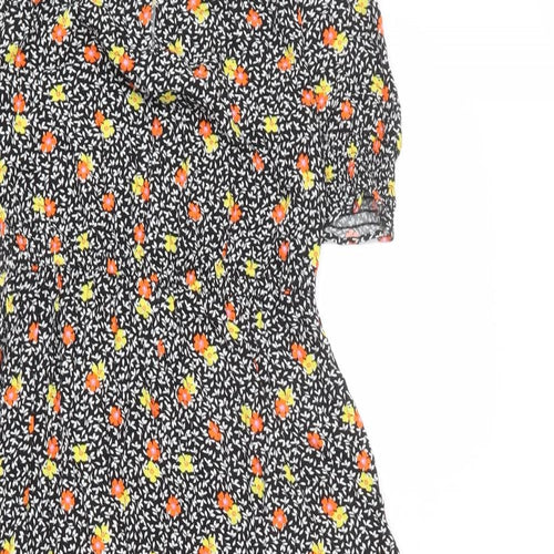 Marks and Spencer Womens Multicoloured Floral Viscose Maxi Size 10 Round Neck Button - Keyhole Neck, Leaves