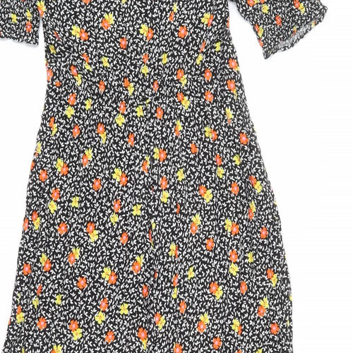 Marks and Spencer Womens Multicoloured Floral Viscose Maxi Size 10 Round Neck Button - Keyhole Neck, Leaves