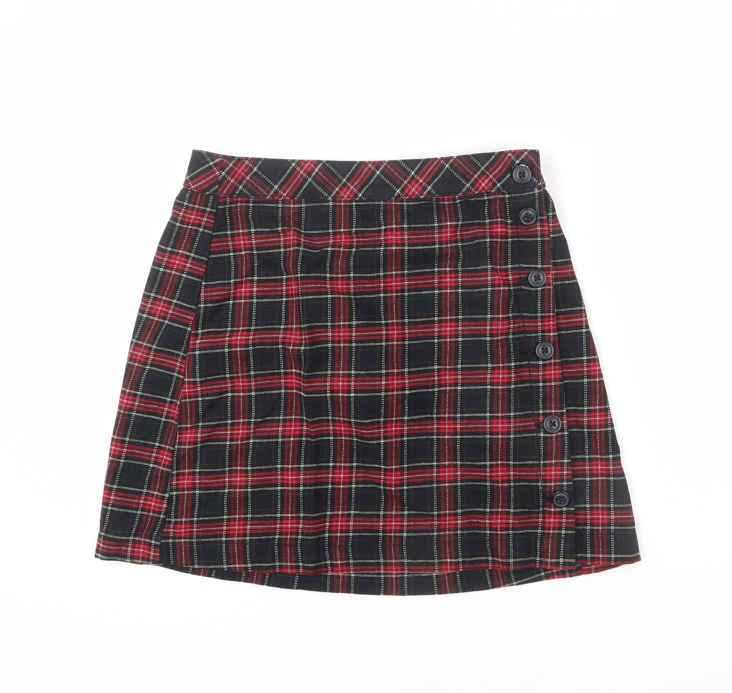 Divided by H&M Womens Multicoloured Plaid Cotton A-Line Skirt Size 12 Button