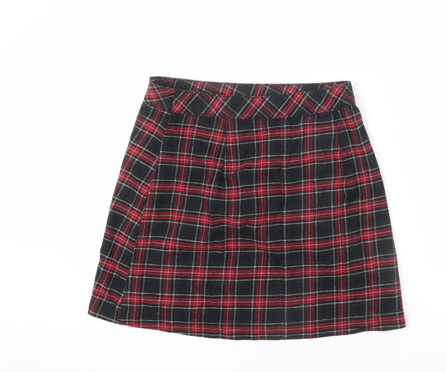 Divided by H&M Womens Multicoloured Plaid Cotton A-Line Skirt Size 12 Button