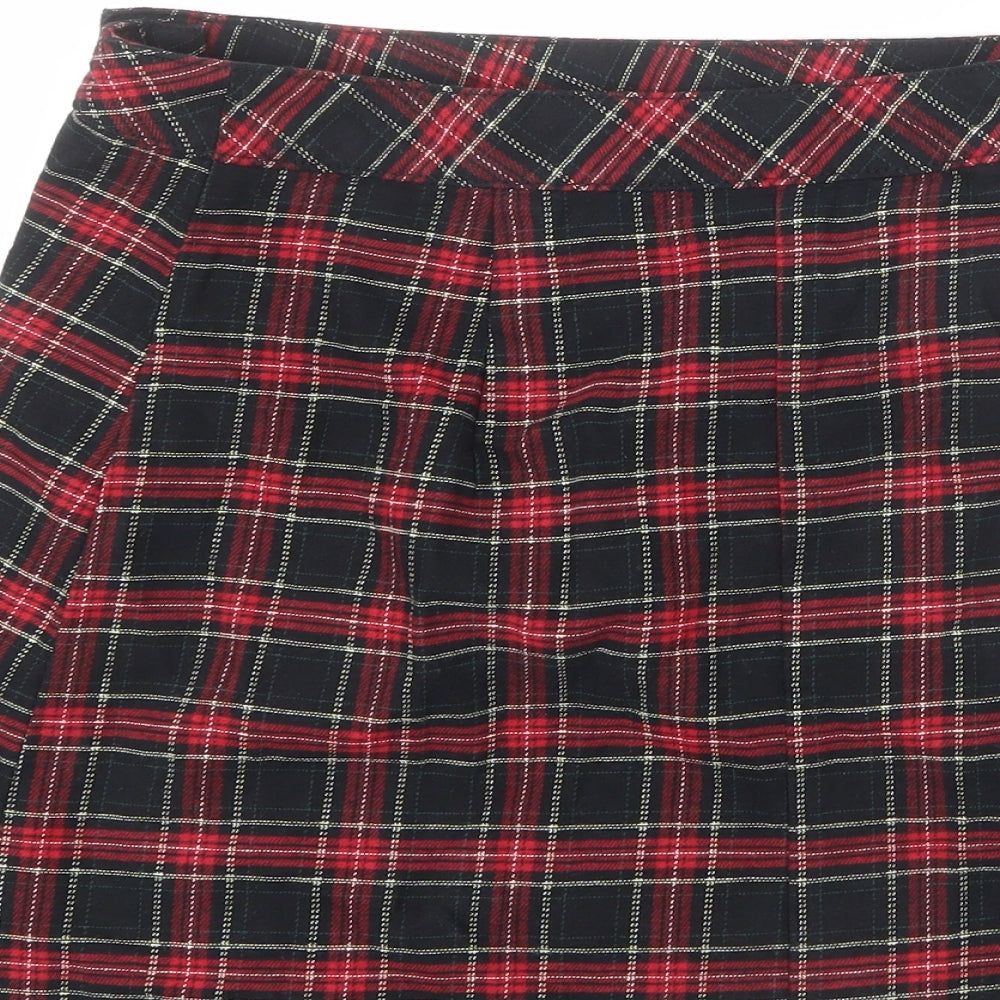 Divided by H&M Womens Multicoloured Plaid Cotton A-Line Skirt Size 12 Button