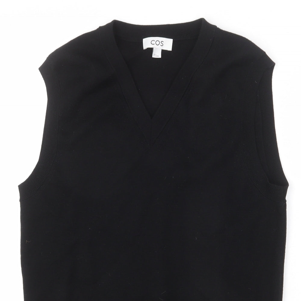 COS Womens Black V-Neck Wool Vest Jumper Size S