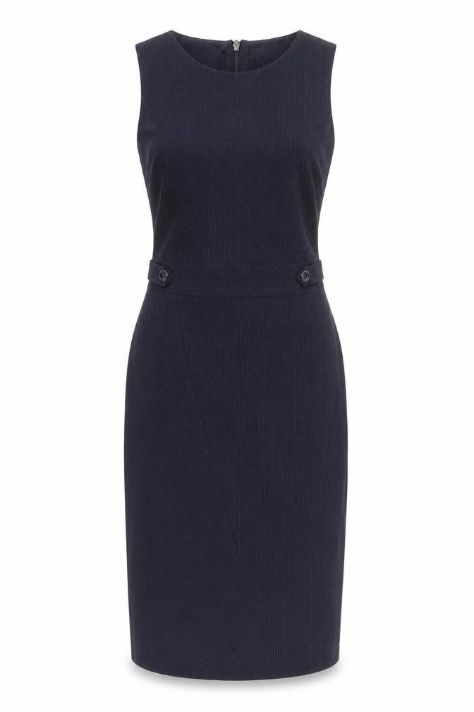NEXT Womens Blue Striped Polyester Pencil Dress Size 6 Round Neck Zip - Slit