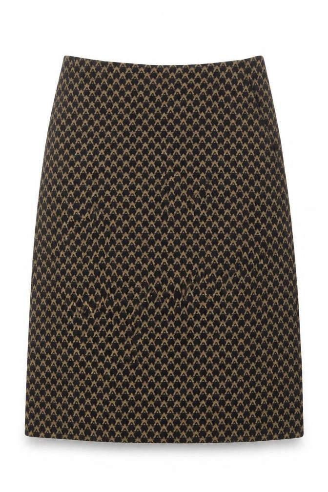Marks and Spencer Womens Black Geometric Polyester A-Line Skirt Size 12 Zip