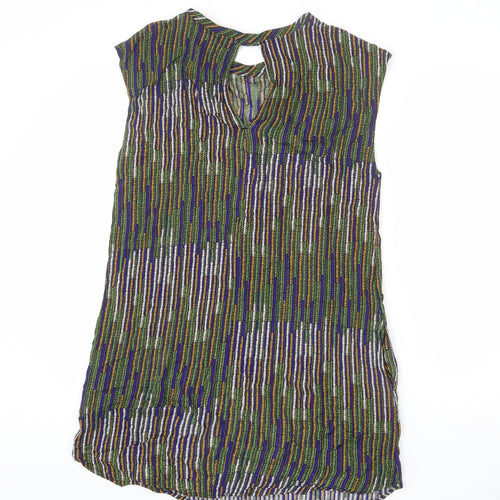 H&M Womens Multicoloured Geometric Viscose Sheath Size 12 Round Neck Pullover - Keyhole Cut Out