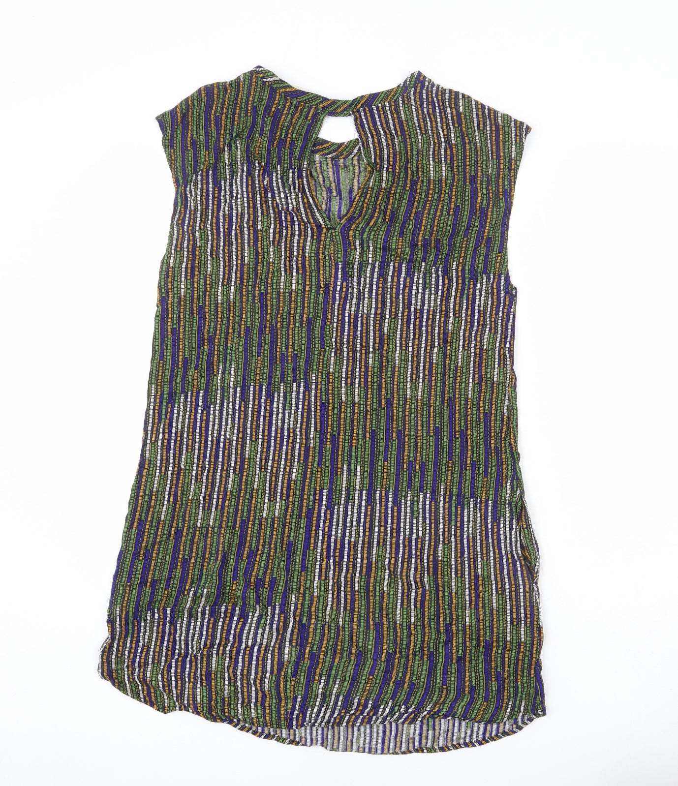 H&M Womens Multicoloured Geometric Viscose Sheath Size 12 Round Neck Pullover - Keyhole Cut Out