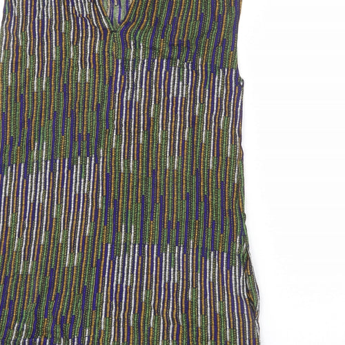 H&M Womens Multicoloured Geometric Viscose Sheath Size 12 Round Neck Pullover - Keyhole Cut Out