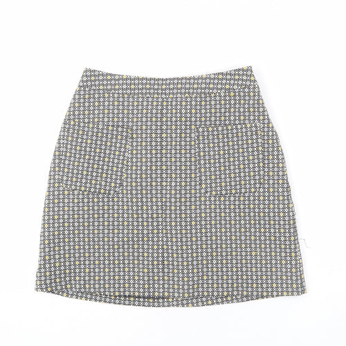 New Look Womens Multicoloured Geometric Polyester A-Line Skirt Size 8 Zip
