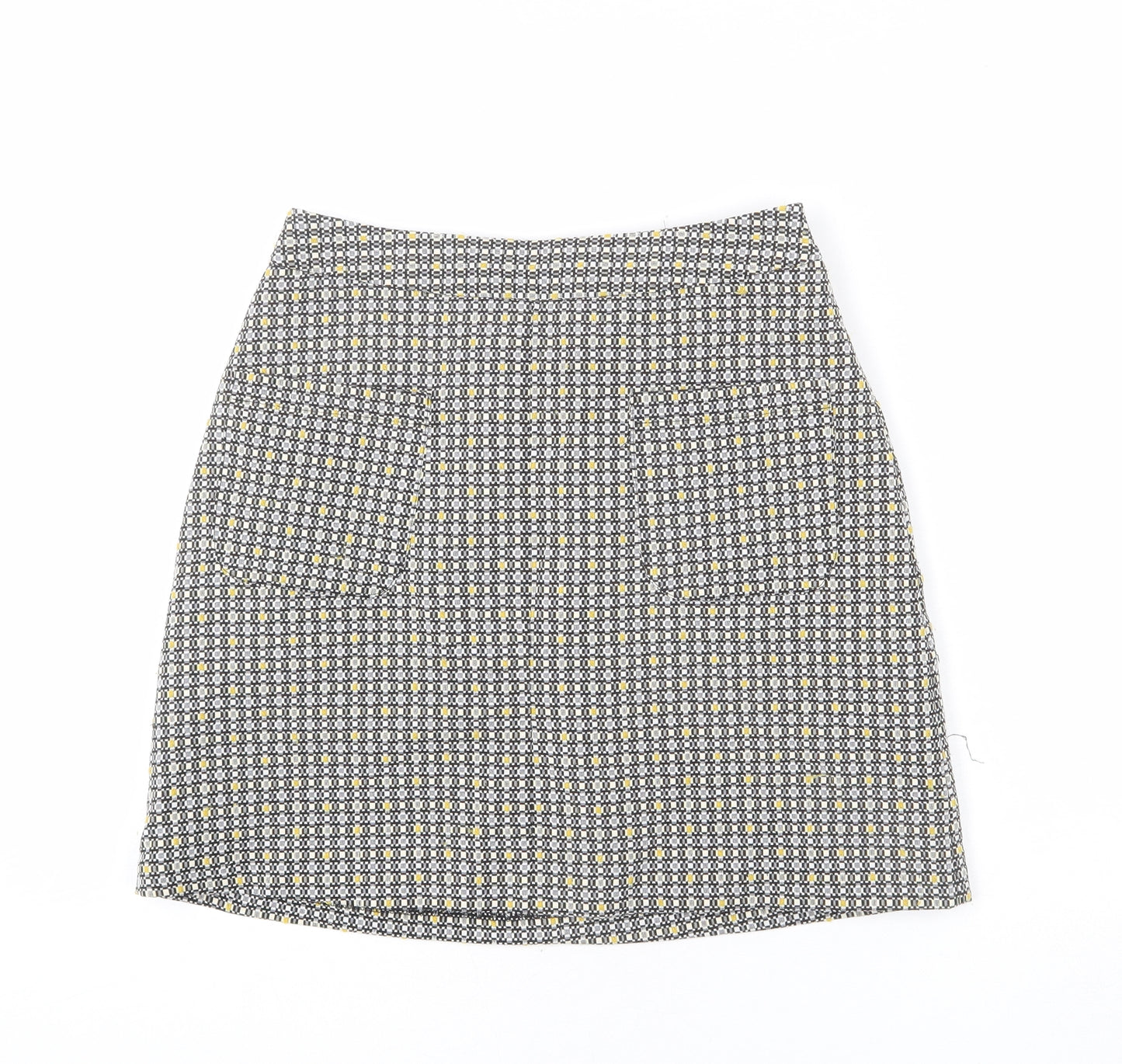 New Look Womens Multicoloured Geometric Polyester A-Line Skirt Size 8 Zip