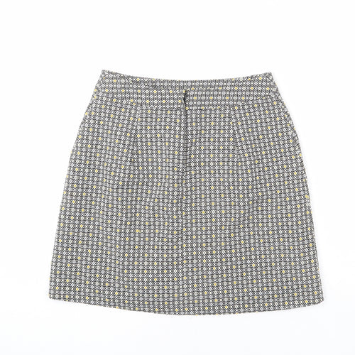 New Look Womens Multicoloured Geometric Polyester A-Line Skirt Size 8 Zip