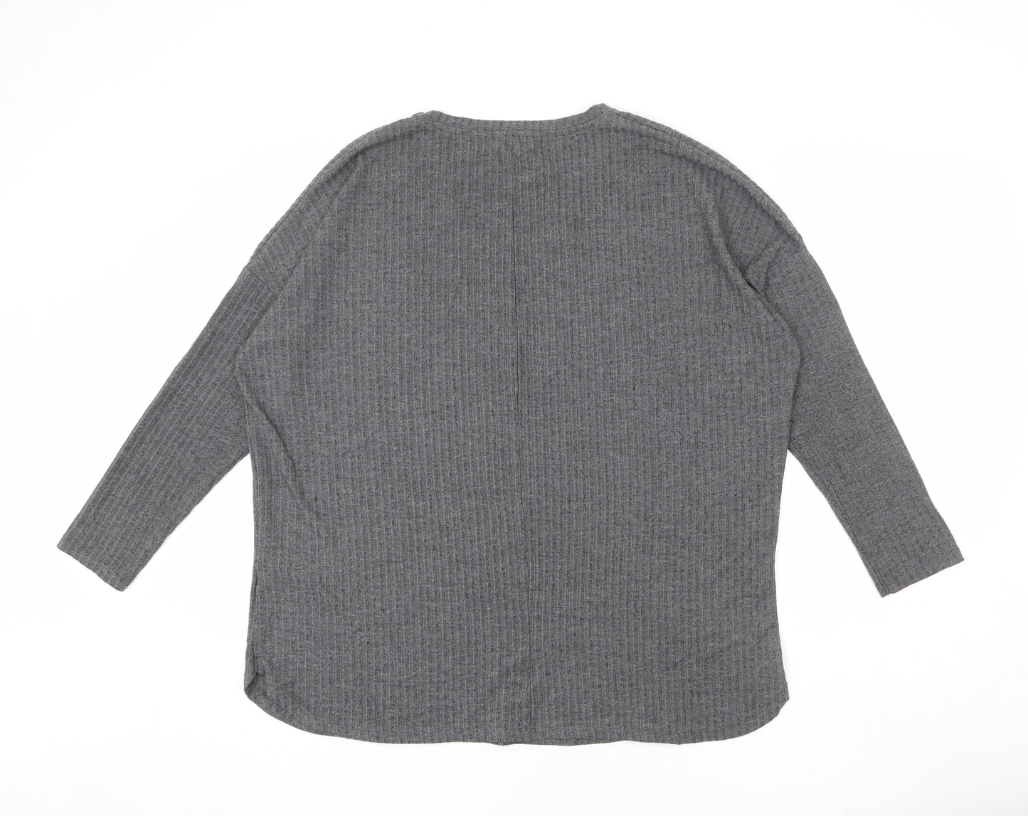 New Look Womens Grey Polyester Basic T-Shirt Size 12 Round Neck
