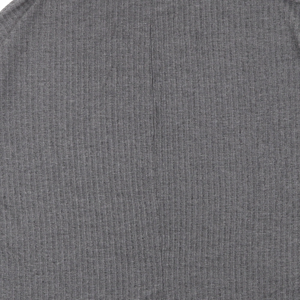 New Look Womens Grey Polyester Basic T-Shirt Size 12 Round Neck