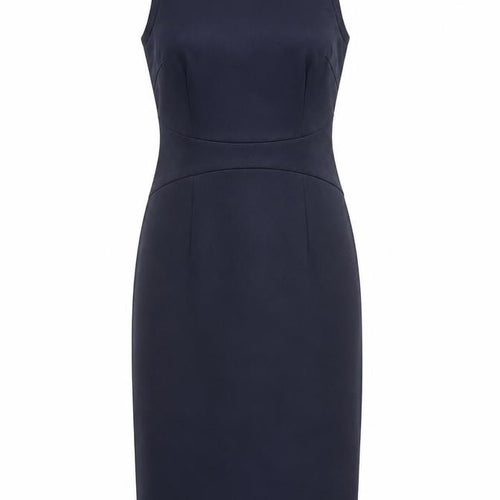 AX Paris Womens Blue Polyester Pencil Dress Size 12 Round Neck Zip - Pleats