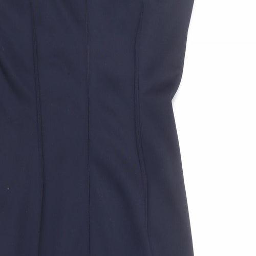 AX Paris Womens Blue Polyester Pencil Dress Size 12 Round Neck Zip - Pleats