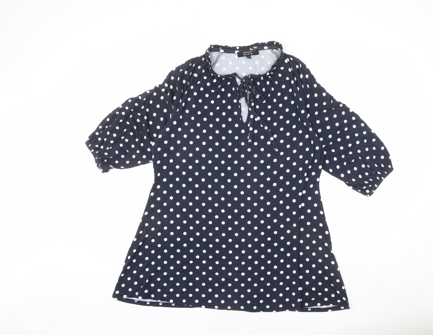 JD Williams Womens Black Polka Dot Viscose Tunic T-Shirt Size 14 Round Neck - Keyhole Cut Out