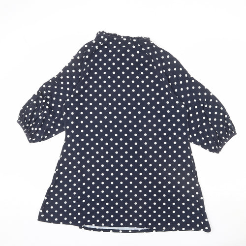 JD Williams Womens Black Polka Dot Viscose Tunic T-Shirt Size 14 Round Neck - Keyhole Cut Out