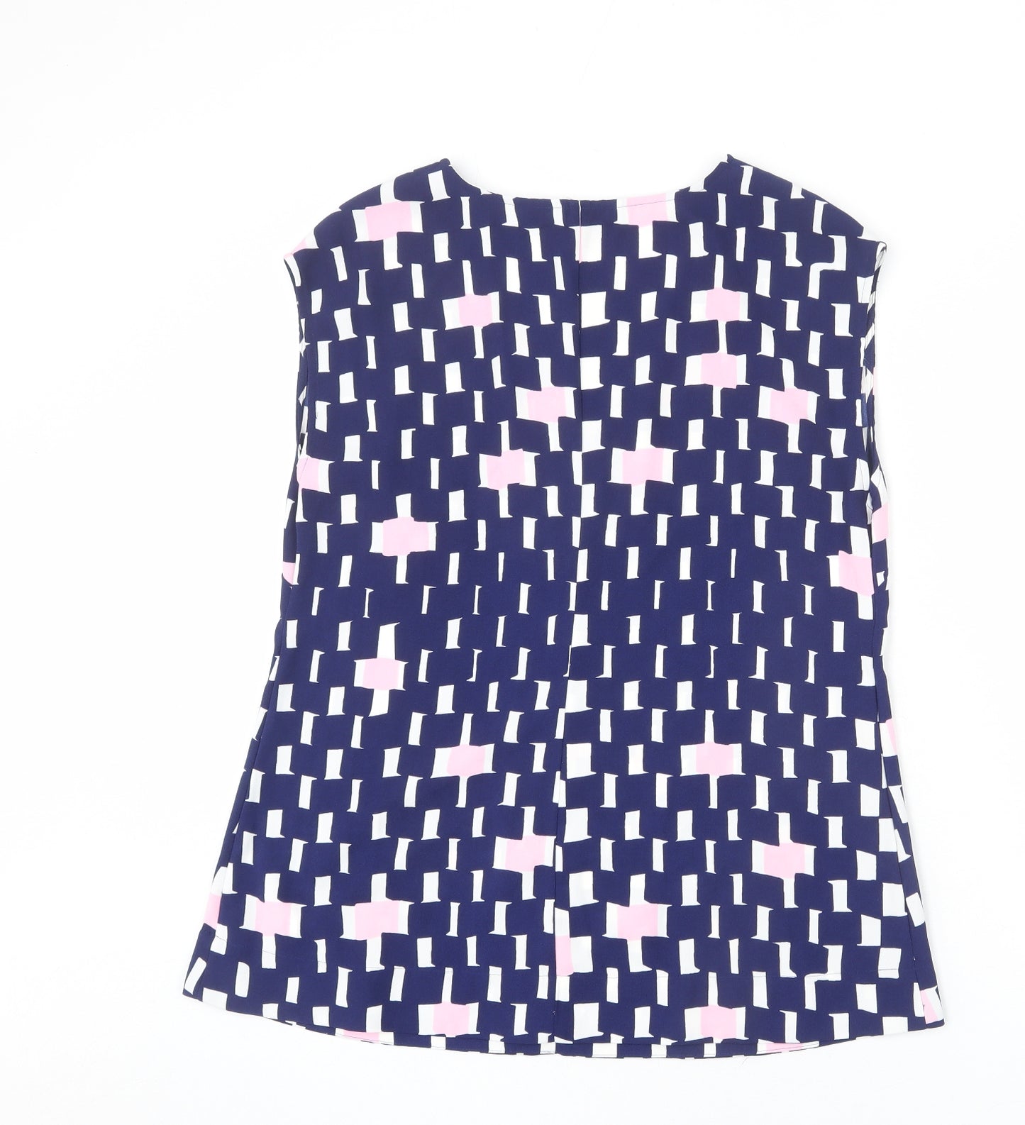 Jasper Conran Womens Blue Geometric Polyester Basic Tank Size 14 V-Neck - Blouse
