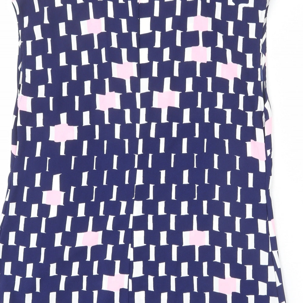 Jasper Conran Womens Blue Geometric Polyester Basic Tank Size 14 V-Neck - Blouse