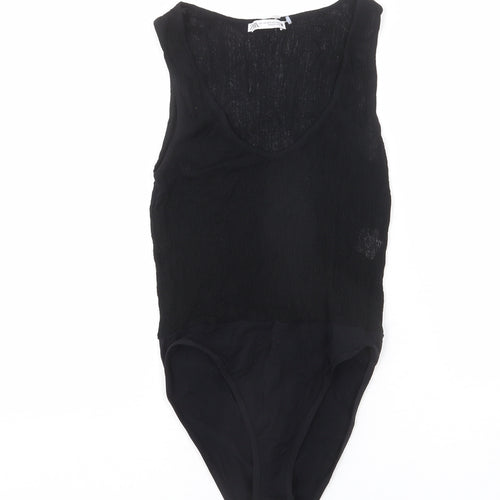 Zara Womens Black Polyamide Bodysuit One-Piece Size XS Snap