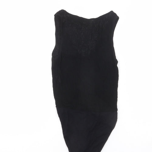 Zara Womens Black Polyamide Bodysuit One-Piece Size XS Snap
