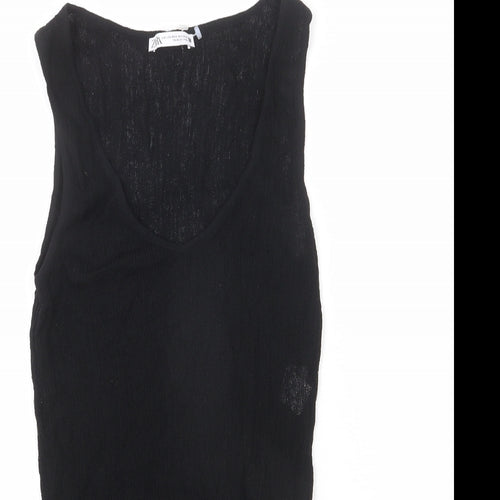 Zara Womens Black Polyamide Bodysuit One-Piece Size XS Snap