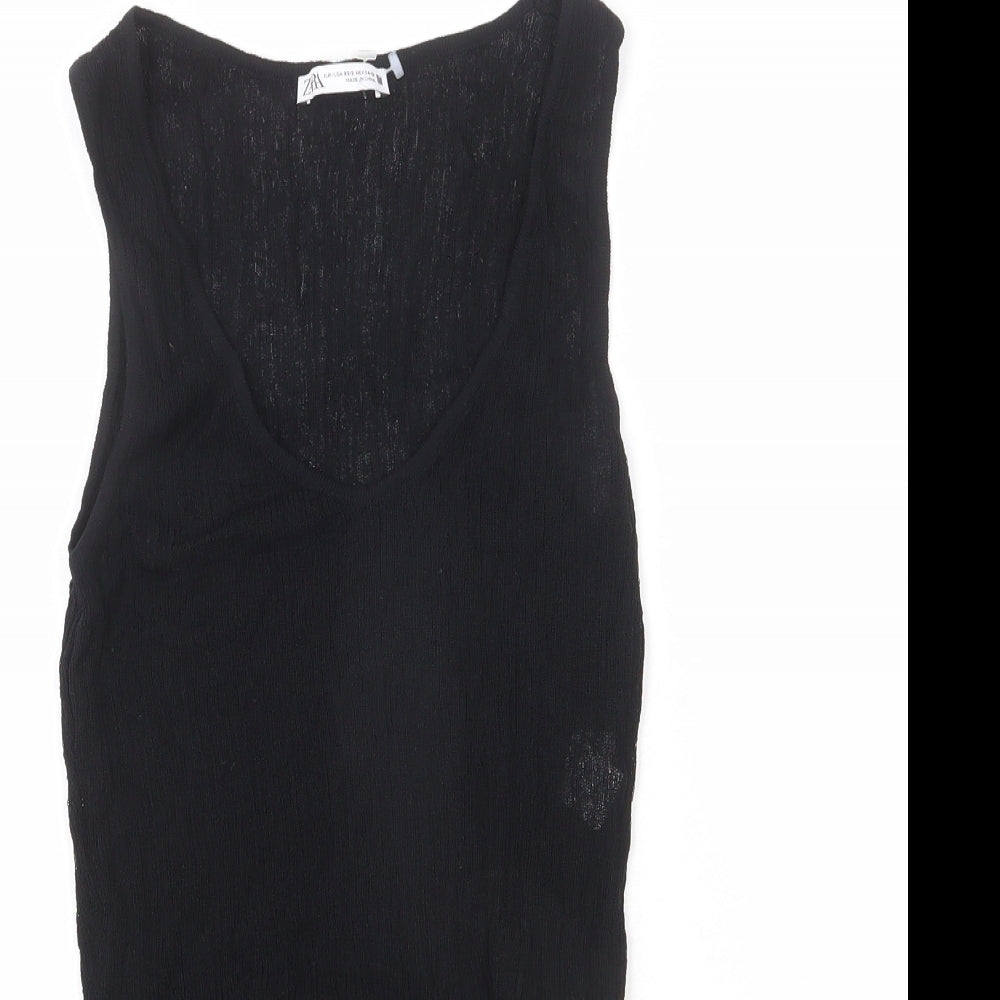 Zara Womens Black Polyamide Bodysuit One-Piece Size XS Snap