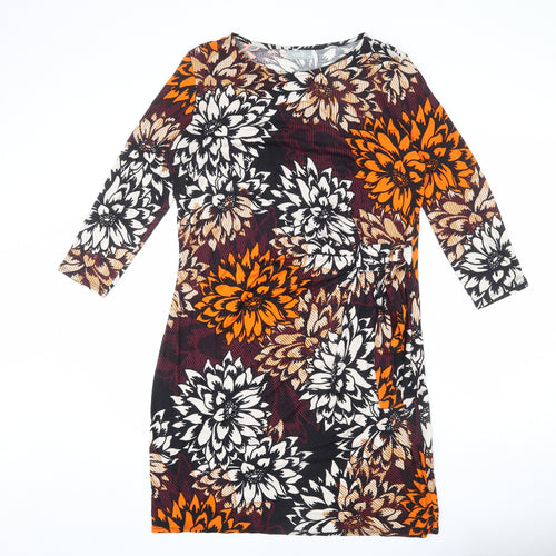 Wallis Womens Multicoloured Floral Viscose A-Line Size 18 Round Neck Pullover - Tie Detail