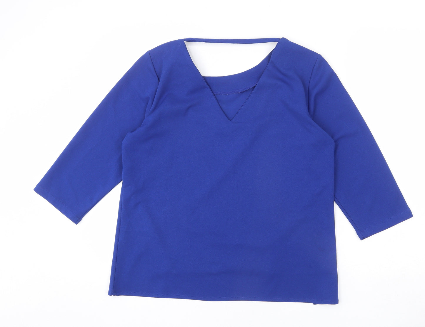 Girls On Film Womens Blue Polyester Basic Blouse Size 14 Round Neck - Asymmetric Hem
