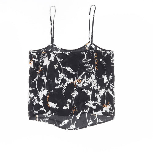 The Kooples Womens Black Floral Viscose Camisole Tank Size XS Scoop Neck