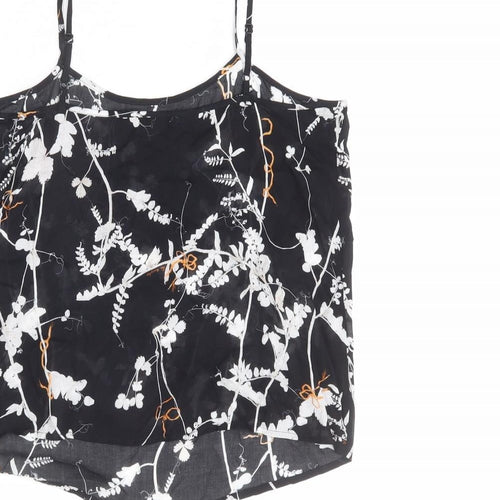 The Kooples Womens Black Floral Viscose Camisole Tank Size XS Scoop Neck