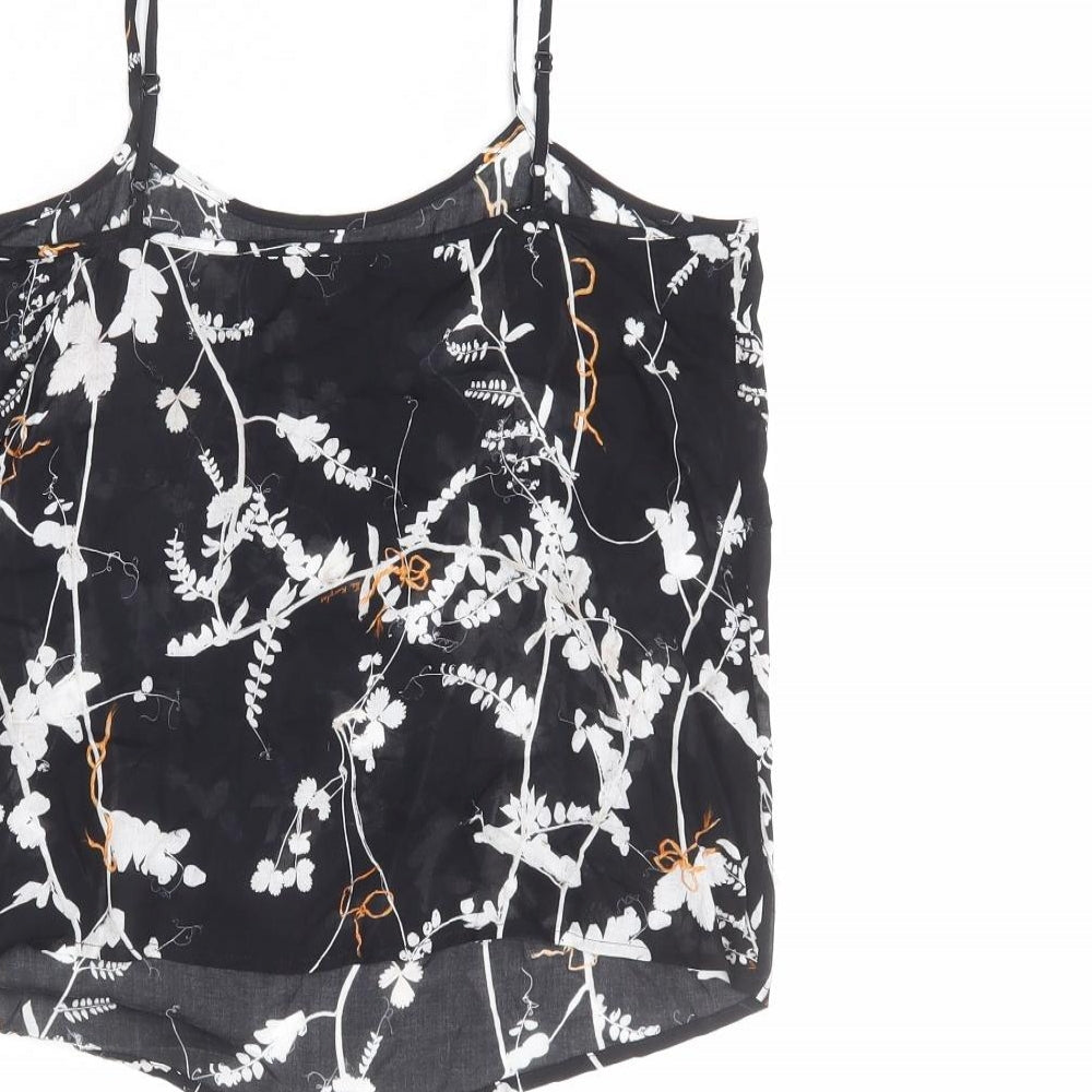 The Kooples Womens Black Floral Viscose Camisole Tank Size XS Scoop Neck