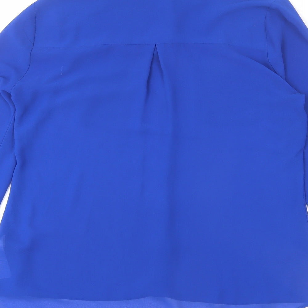 New Look Womens Blue Polyester Basic Blouse Size 8 Collared - Button-Up
