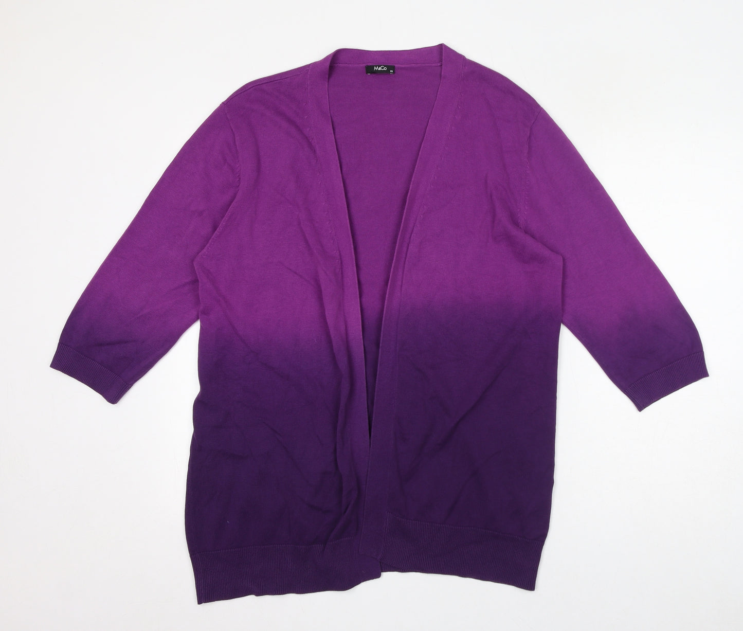 M&Co Womens Purple V-Neck Polyester Cardigan Jumper Size 20 - Gradient