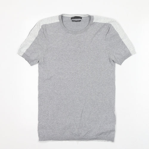 Marks and Spencer Mens Grey Cotton T-Shirt Size XS Crew Neck