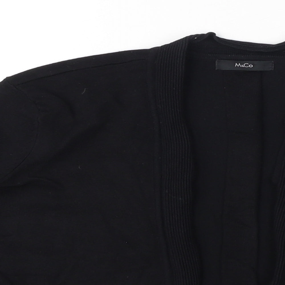 M&Co Womens Black V-Neck Viscose Cardigan Jumper Size 12
