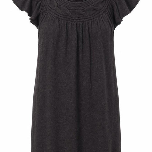 HOOCH Womens Grey Viscose Jumper Dress Size 12 Round Neck Pullover - Flared Shoulder, Cable Knit