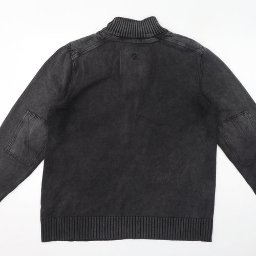 Fat Face Mens Grey Mock Neck Cotton Henley Jumper Size L Long Sleeve