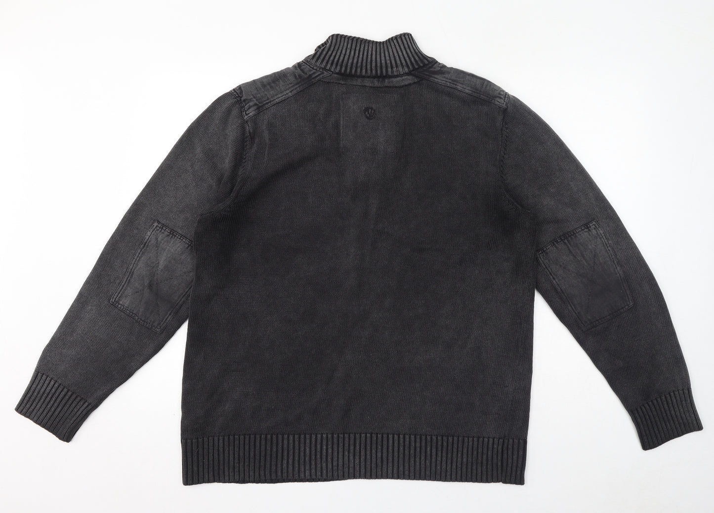 Fat Face Mens Grey Mock Neck Cotton Henley Jumper Size L Long Sleeve