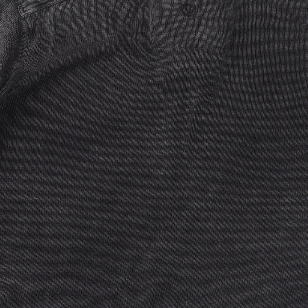 Fat Face Mens Grey Mock Neck Cotton Henley Jumper Size L Long Sleeve
