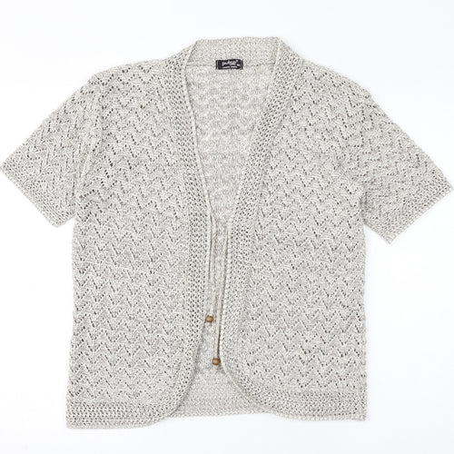 Pulse Womens Ivory V-Neck Polyester Cardigan Jumper Size M - Size M-L, Tie, Wooden Beads