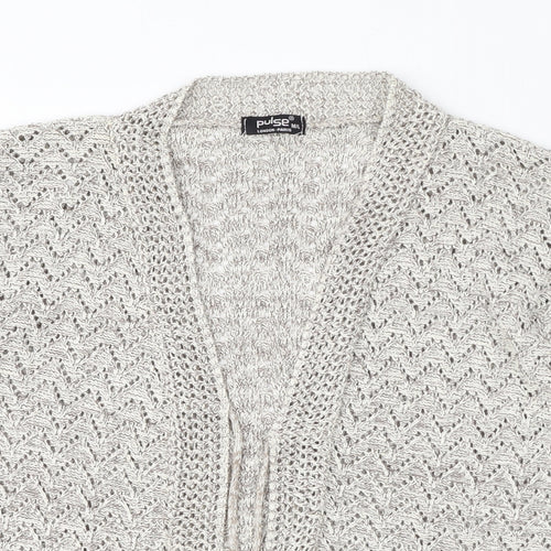 Pulse Womens Ivory V-Neck Polyester Cardigan Jumper Size M - Size M-L, Tie, Wooden Beads