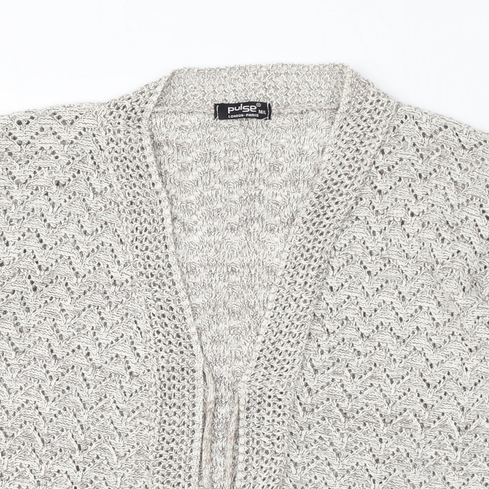Pulse Womens Ivory V-Neck Polyester Cardigan Jumper Size M - Size M-L, Tie, Wooden Beads