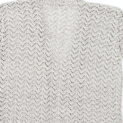 Pulse Womens Ivory V-Neck Polyester Cardigan Jumper Size M - Size M-L, Tie, Wooden Beads