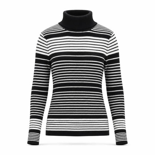 Forever 21 Womens Black Roll Neck Striped Rayon Pullover Jumper Size L