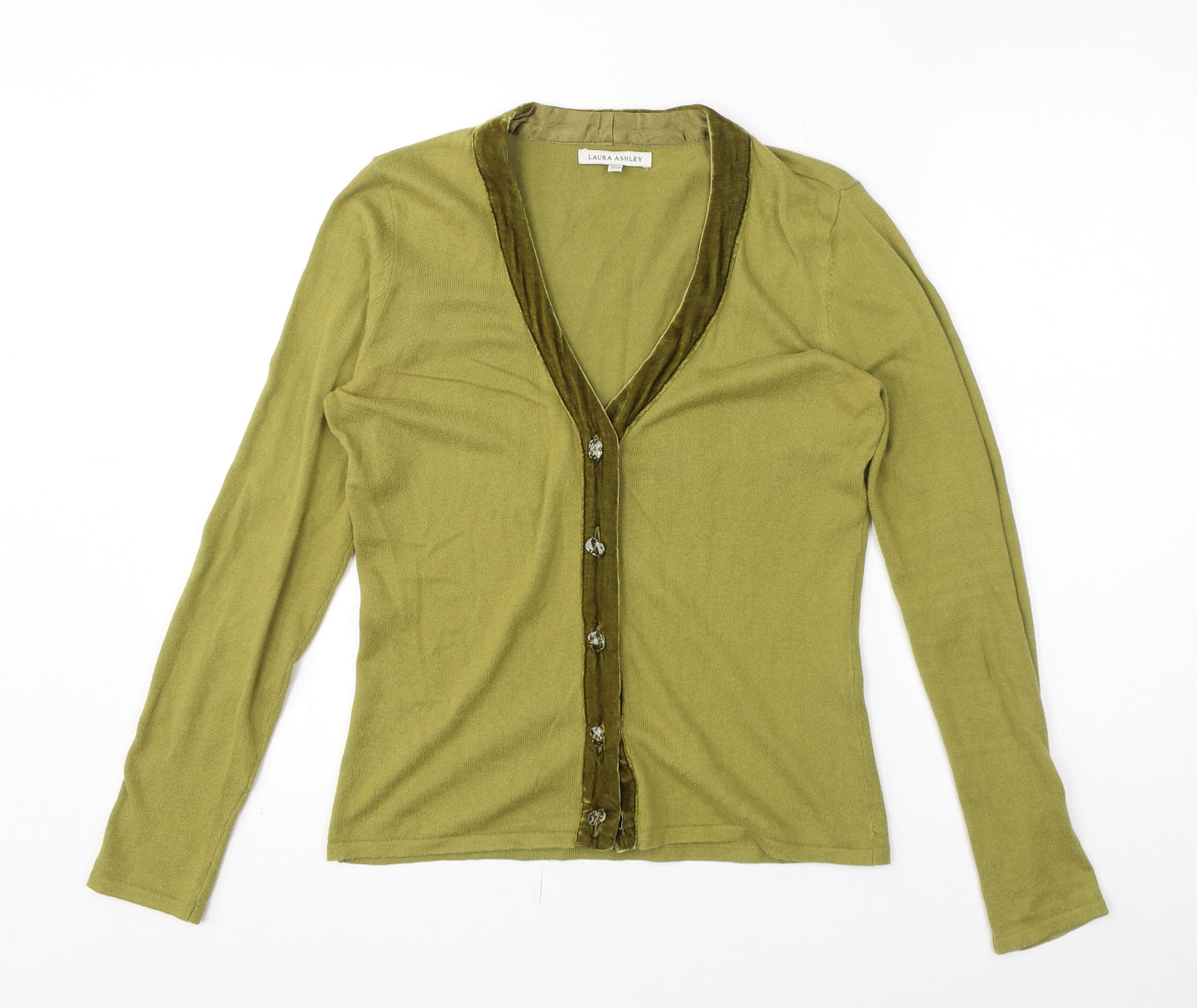 Laura Ashley Womens Green V-Neck 100% Cotton Cape Jumper Size 14