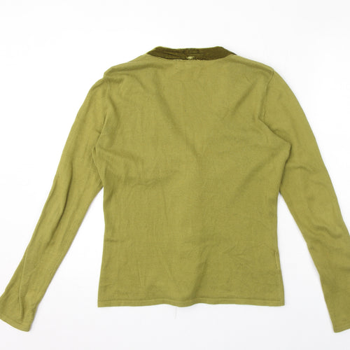Laura Ashley Womens Green V-Neck 100% Cotton Cape Jumper Size 14