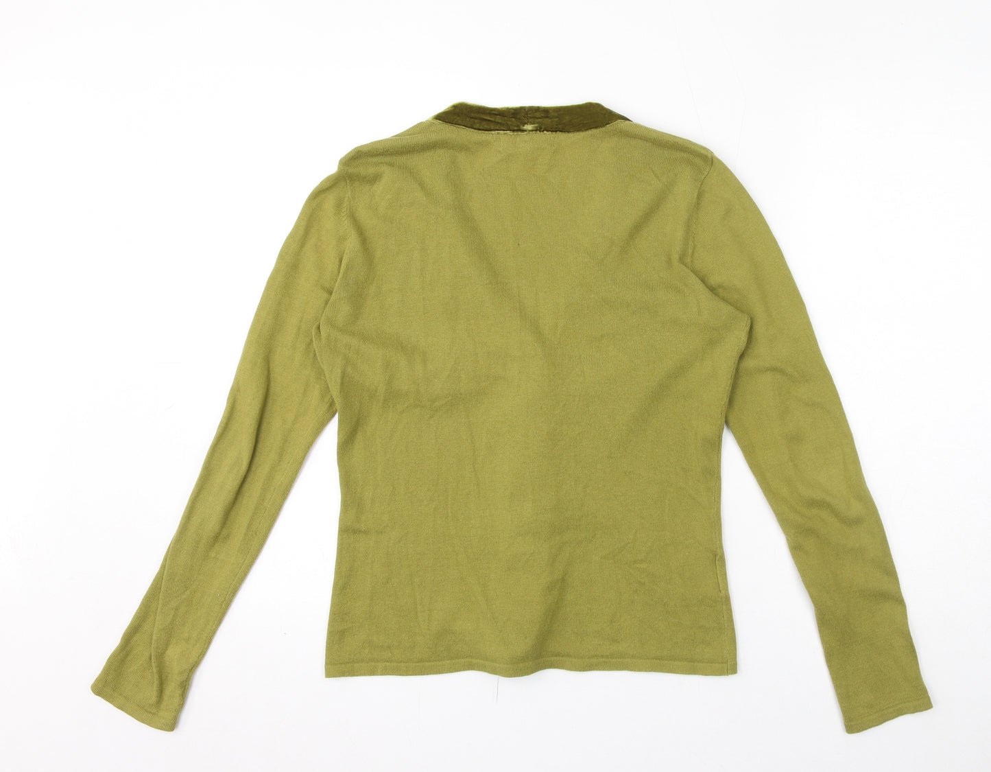 Laura Ashley Womens Green V-Neck 100% Cotton Cape Jumper Size 14